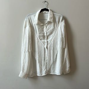 White Fringe Cowboy Blouse